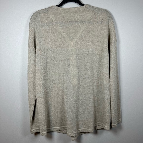 Soft Surroundings Large Gold Zipper Neck Tan Long Sleeve Lightweight Blouse - Picture 2 of 5